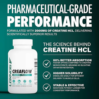 Creaflow Stim-Free Creatine Pills | Support Muscle Gain, Performance, Strength and Workout Recovery