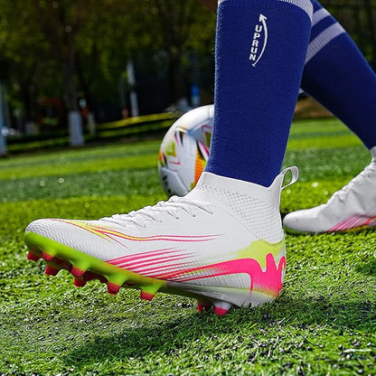 Men's High Top Soccer Shoes FG Long Spikes Adult Football Shoes Lightweight Professional Athletic