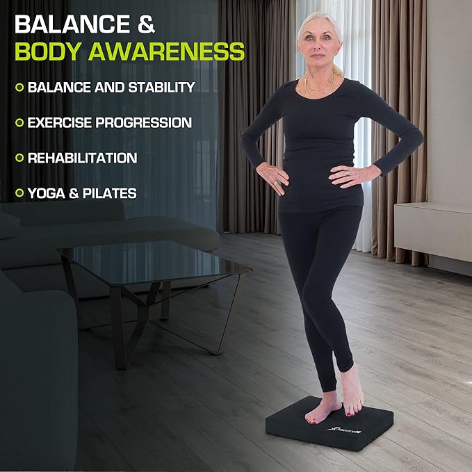ProsourceFit Exercise Balance Pad ??Non-Slip Cushioned Foam Mat & Knee Pad for Fitness and