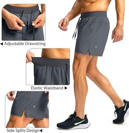 Men's Running Shorts with Zipper Pockets 9 Inch/ 7 Inch / 5 Inch Lightweight Quick Dry Gym Workout