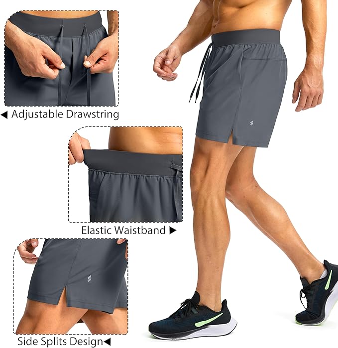 Men's Running Shorts with Zipper Pockets 9 Inch/ 7 Inch / 5 Inch Lightweight Quick Dry Gym Workout