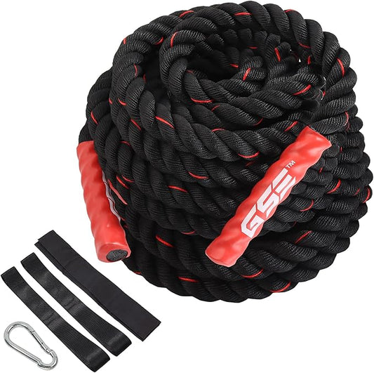 GSE Games & Sports Expert Gym Battle Rope, Heavy-Duty Workout Ropes for Indoor & Outdoor Workout