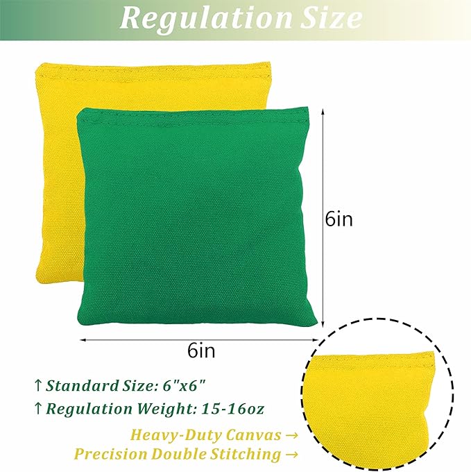 Cornhole Bags Set of 8 Regulation Professional Corn Hole Bean Bags Weather Resistant for Tossing