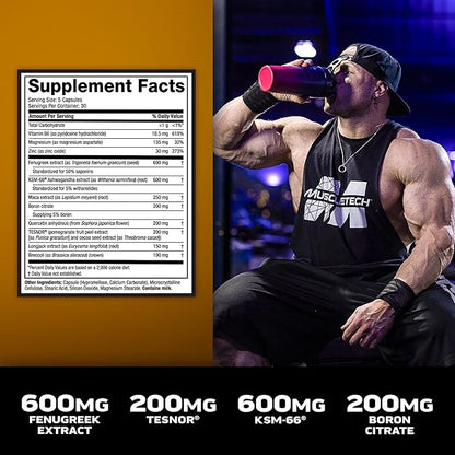 MuscleTech Testosterone Booster for Men, AlphaTest (150 Capsules) - Workout Testosterone Supplement