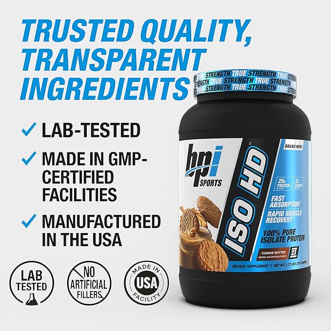 BPI Sports ISO HD Isolate Protein Powder ??100% Whey Isolate, Protein Powder for Muscle Gain