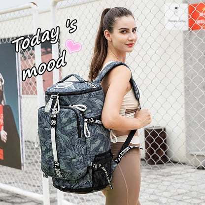 Gym Duffle Bag Backpack with Shoe Compartment,4 ways Travel Backpack for Women and