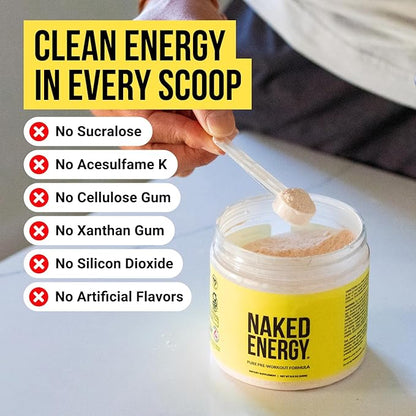 NAKED Energy - Pure Pre Workout Powder for Men and Women, Vegan, Unflavored, Healthy Pre Workout