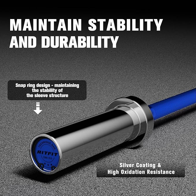 RITFIT Olympic Barbell 4ft/4.8ft/6ft - 2 Inch Weight Bar for Strength Training, Weightlifting