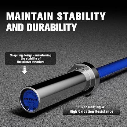 RITFIT Olympic Barbell 4ft/4.8ft/6ft - 2 Inch Weight Bar for Strength Training, Weightlifting