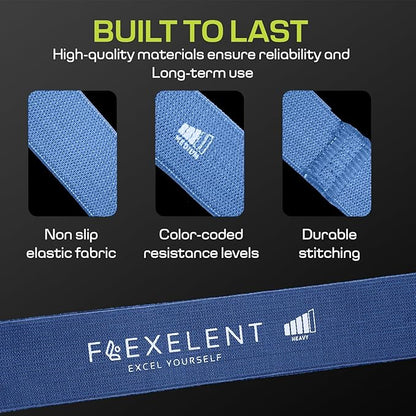 Fabric Resistance Bands for Working Out with 5 Strength Levels - Extra Light to Extra Heavy, Thick