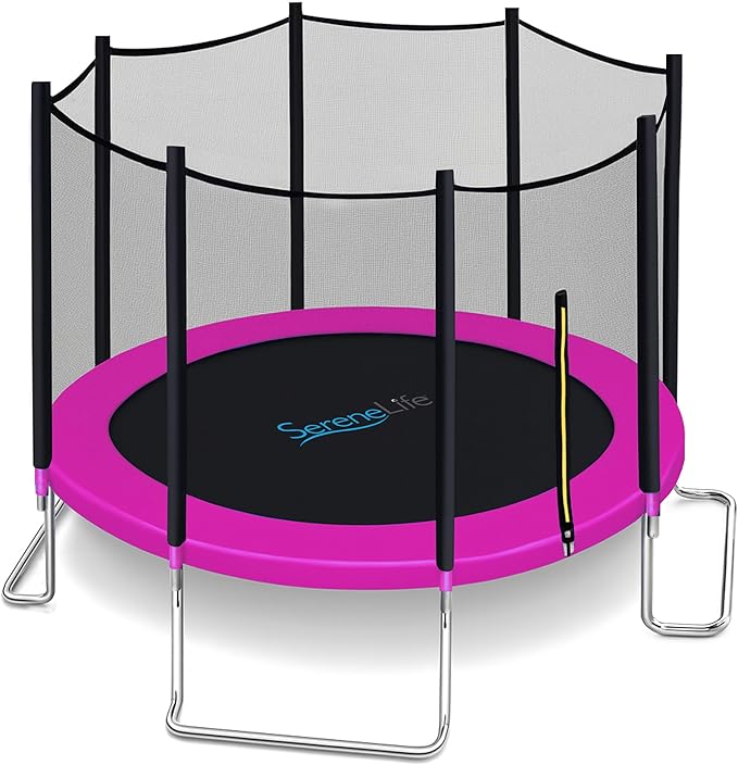 Serenelife 12FT 10FT 8FT Recreational Trampolines with Enclosure Net and Ladder and Anti-Rust