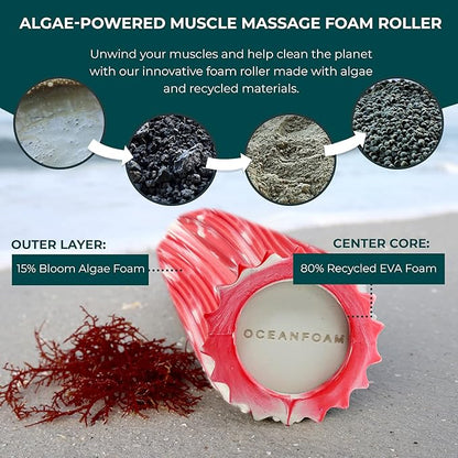 Oceanfoam Ripple Travel Foam Roller (11" x 3.35") Firm Mini Foam Roller for Physical Therapy, Deep