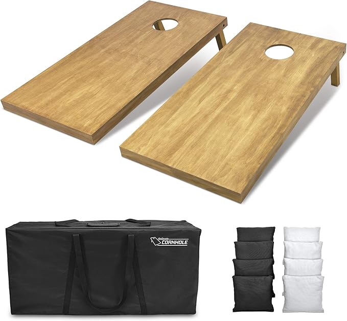 GoSports 4 ft x 2 ft Regulation Size Wooden Cornhole Boards Set - Includes Carrying Case - Full
