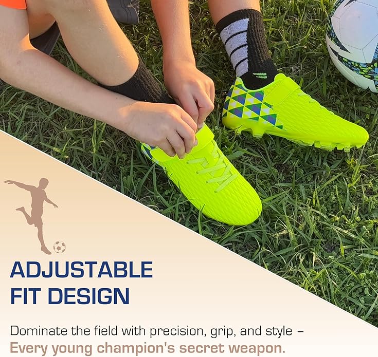 Soccer Cleats for Kids & Youth | Lightweight Football Shoes for Firm Ground | Durable Girls & Boys
