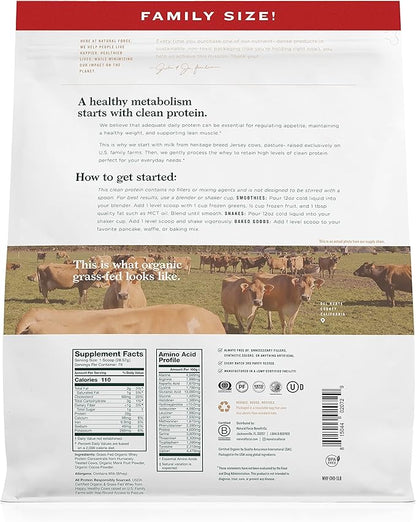 Natural Force Whey Protein Powder ??Chocolate, 5 lbs ??Grass Fed Organic, Pure, Keto & Paleo
