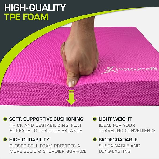 ProsourceFit Exercise Balance Pad – Non-Slip Cushioned Foam Mat & Knee Pad for Fitness and