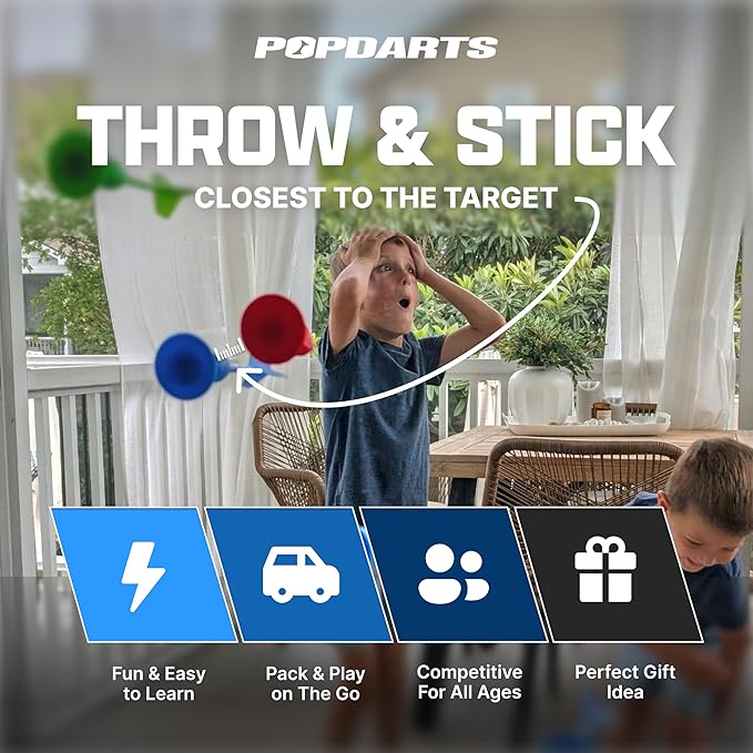 Popdarts Game Rookie Pack – Beginner-Friendly Suction Cup Dart Game for Kids, Families, and New
