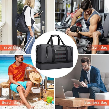 WITZMAN Travel Duffle Bags for Men Weekender Bags with Toiletry Bag Sets Carry On Overnight Bag 55L