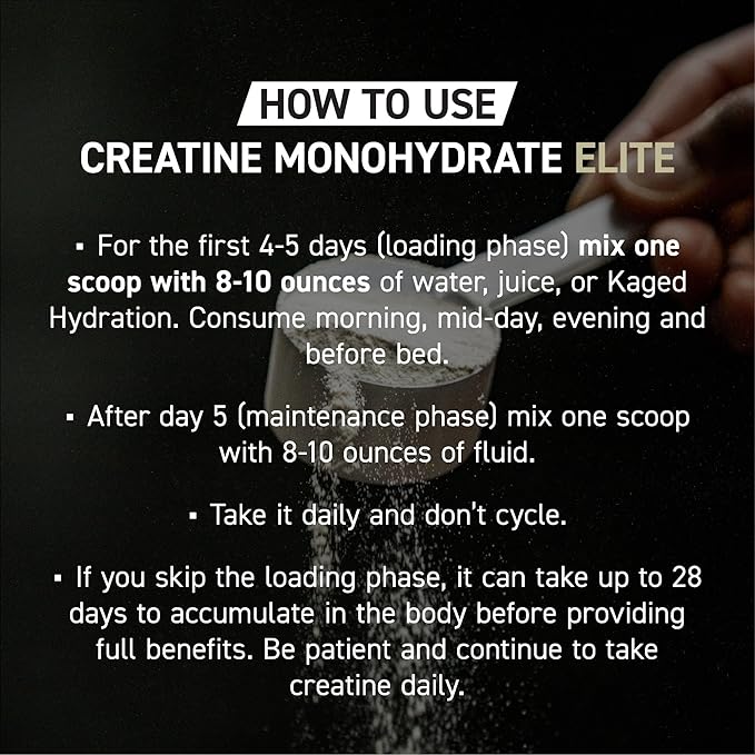 Kaged Creatine Monohydrate Elite Powder | Unflavored | Muscle Building & Recovery | MAXCatalyst for