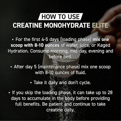 Kaged Creatine Monohydrate Elite Powder | Unflavored | Muscle Building & Recovery | MAXCatalyst for