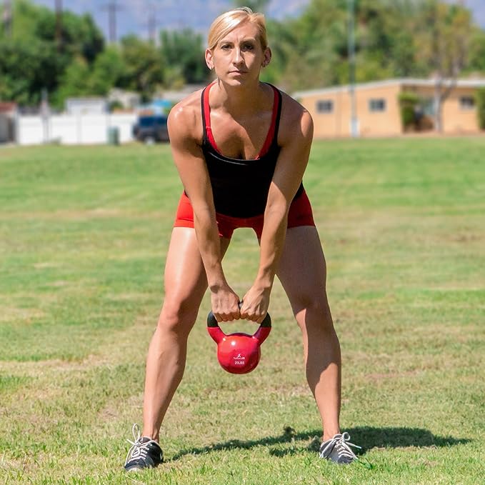 ProsourceFit Vinyl Coated Cast Iron Kettlebells for Full Body Fitness Workouts