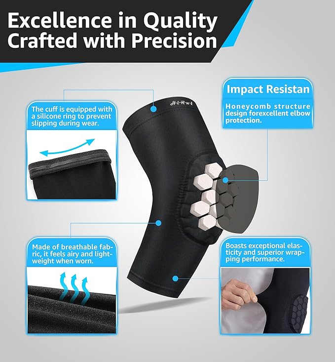 HiRui Elbow Pads for Teenagers Men and Women - Basketball Baseball Elbow Brace for Collision