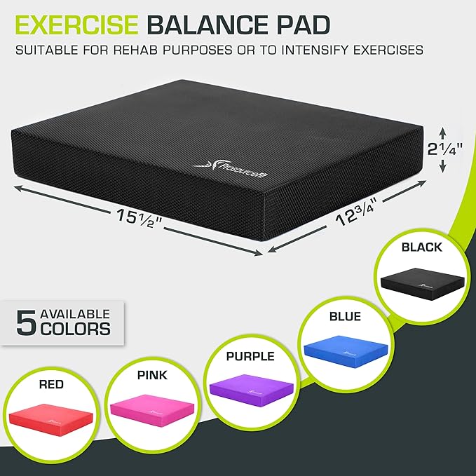 ProsourceFit Exercise Balance Pad ??Non-Slip Cushioned Foam Mat & Knee Pad for Fitness and