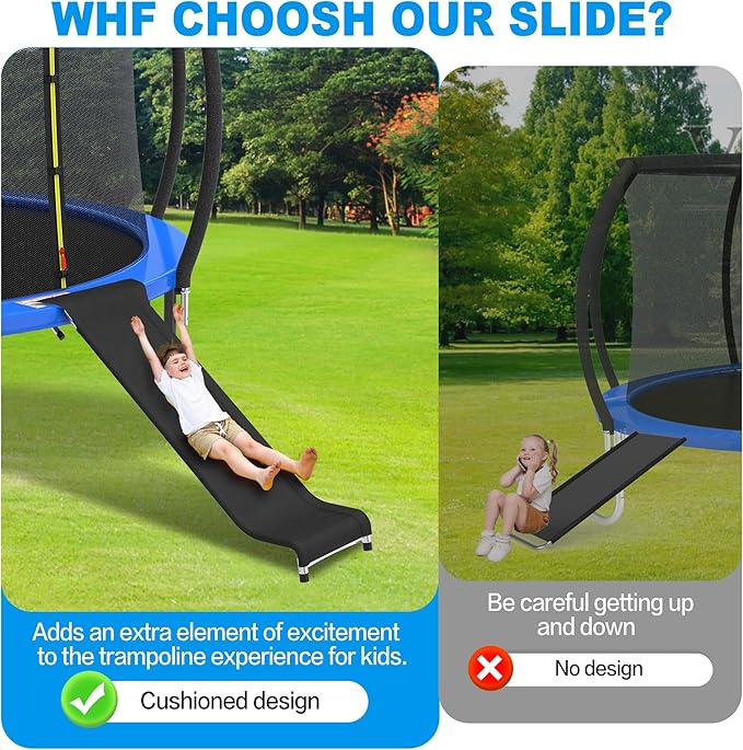 Ergonomic Trampoline Slide with Buffer Region for Children Kids, Outdoor Trampoline Slide