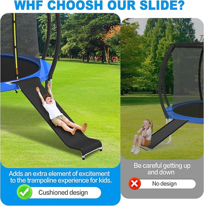 Ergonomic Trampoline Slide with Buffer Region for Children Kids, Outdoor Trampoline Slide