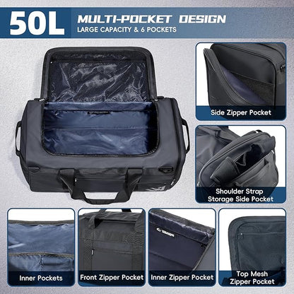 Duffle Backpack Heavy Duty Gym Bag for Men, 50L Convertible Travel Duffel Water Resistant Large