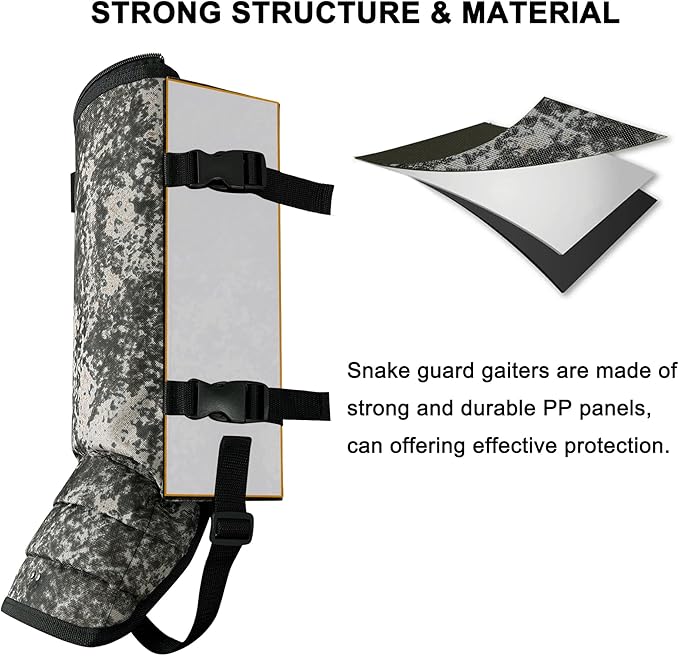 Snake Gaiters Leg Guards, Waterproof Snake Guards, Adjustable Snake Bite Protection for Lower Legs