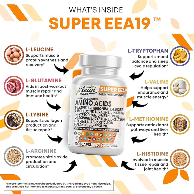Clean Nutraceuticals Amino Acids Supplement L-Lysine, L-Threonine, L-Leucine, Isoleucine, Valine