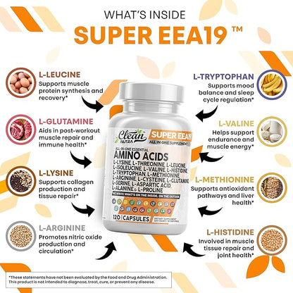 Clean Nutraceuticals Amino Acids Supplement L-Lysine, L-Threonine, L-Leucine, Isoleucine, Valine