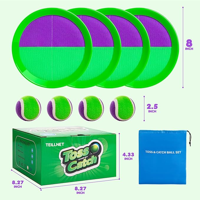 Toss and Catch Ball Set Upgraded - Kids Toys Outdoor Games for Whole Family - Water-Resistant Great