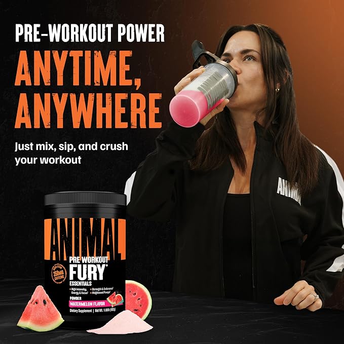 Animal Fury Pre Workout Powder Supplement for Energy and Focus 5g BCAA 350mg Caffeine Nitric Oxide