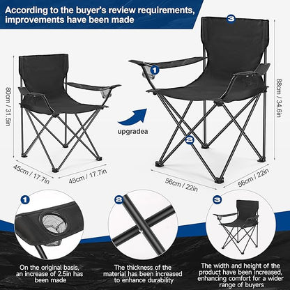 2 Pack Lightweight Camping Chairs, 300LBS Heavy-Duty Portable Folding Chairs with Carry Bag
