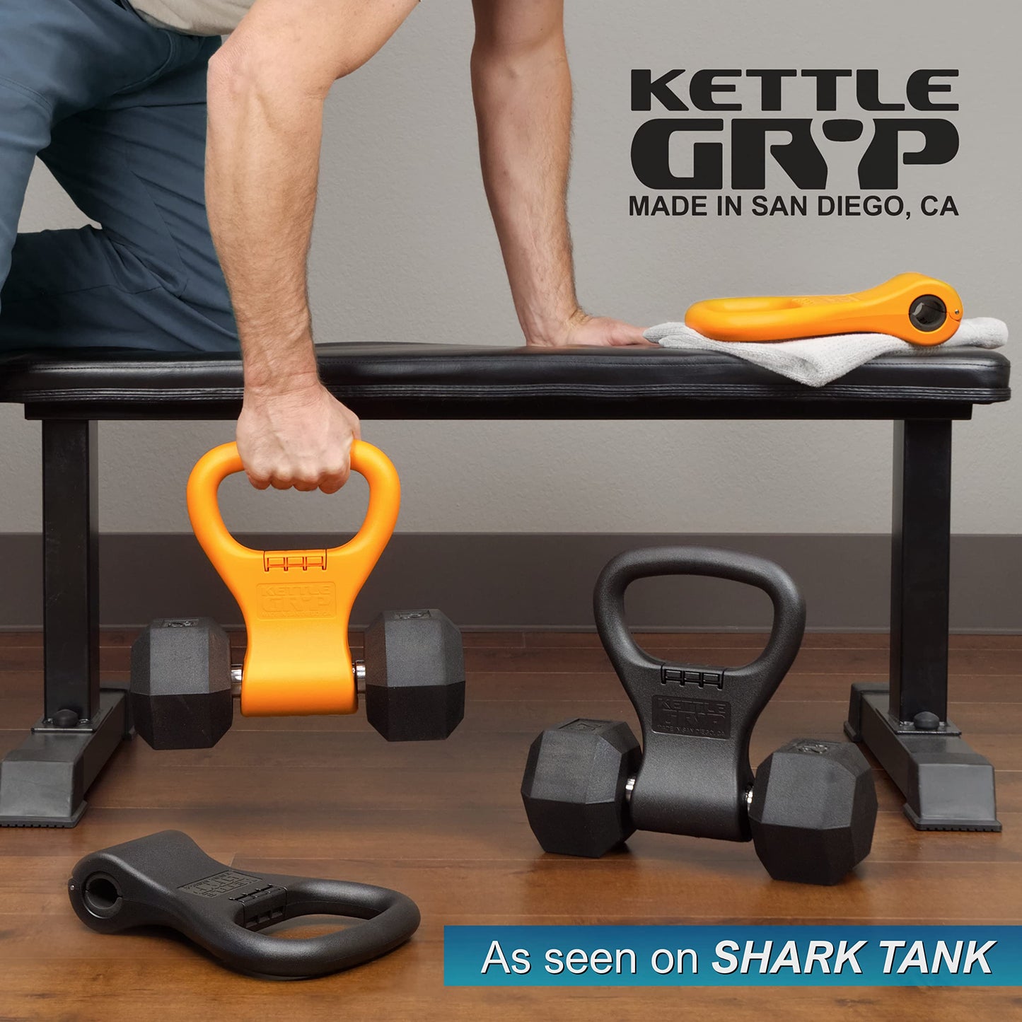 KETTLE GRYP Dumbbell to Kettlebell Grip Converter Handle Made in USA, Black