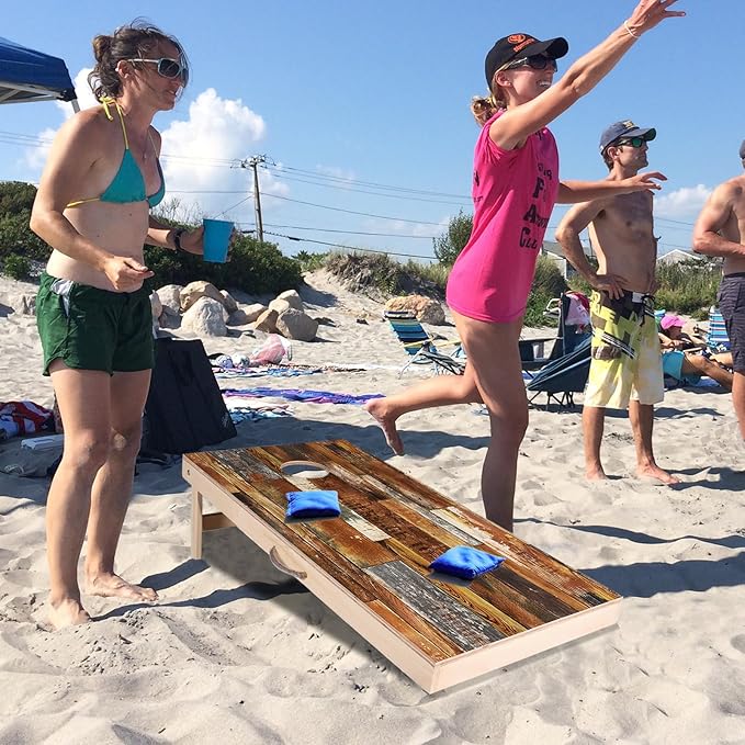 Solid Wood Vintage Cornhole Game Set, Two 4'x2'Cornhole Boards, 8 Cornhole Bags for Indoor and