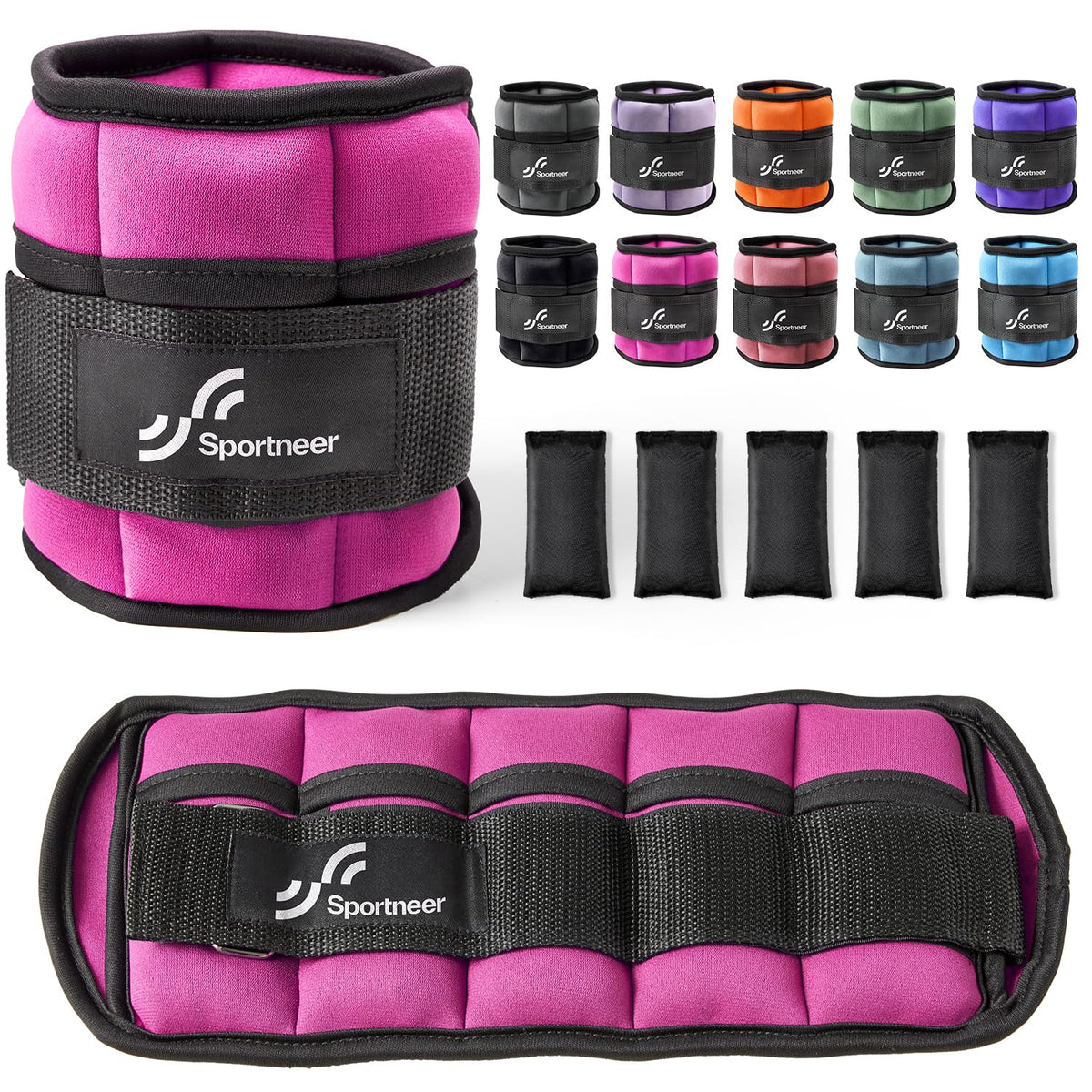 Sportneer Adjustable Ankle Weights, 2-10 lb per Pair, Removable Weights