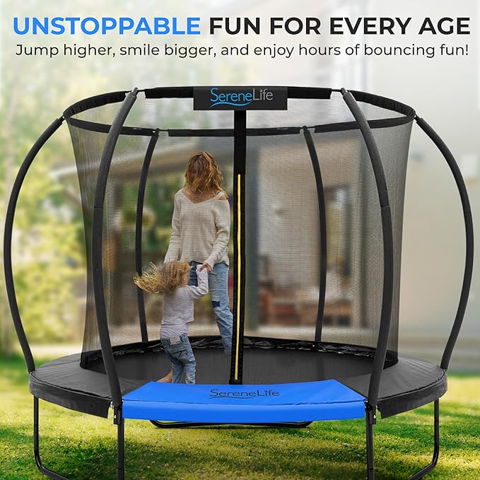 Serenelife 12FT 10FT 8FT Recreational Trampolines with Enclosure Net and Ladder and Anti-Rust