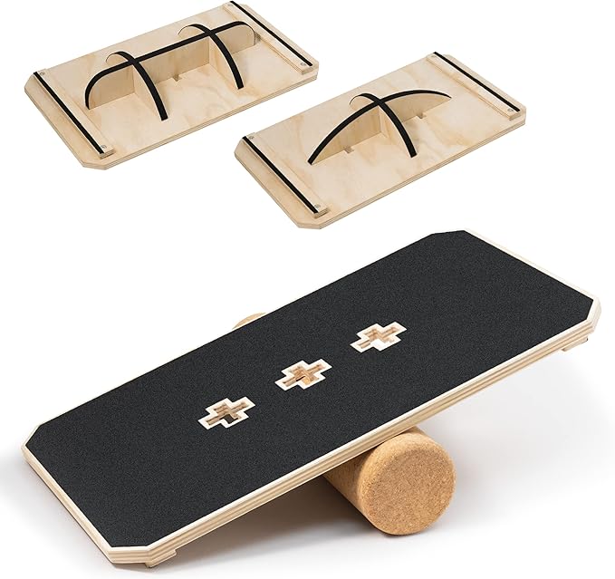 Multi-Optional Wooden Balance Board for all kind of balance tranning, Extra-Large Anti-Slip Wobble