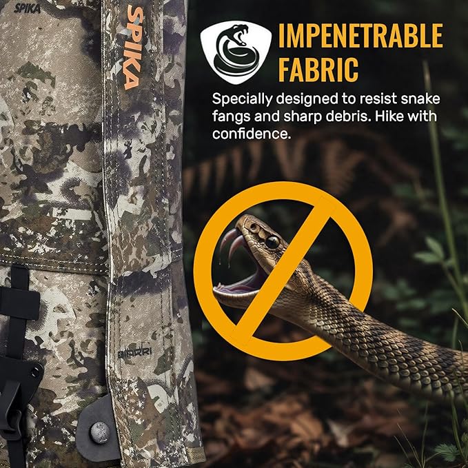 SPIKA Strike Snake Gaiters, Waterproof Snake Chaps for Hunting, Adjustable and Snake Resistent Leg