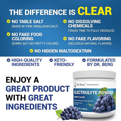 Dr. Berg Zero Sugar Hydration Keto Electrolyte Powder - Enhanced w/ 1000 mg of Potassium & Real