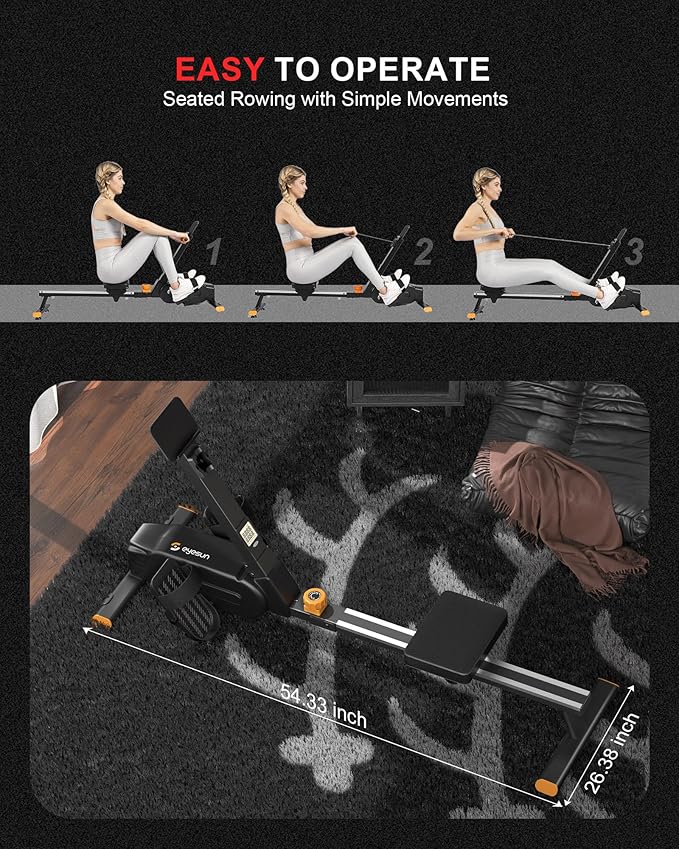 Magnetic Rowing Machines for Home, Rower Machine with 16 Levels Powerful Silent Magnetic