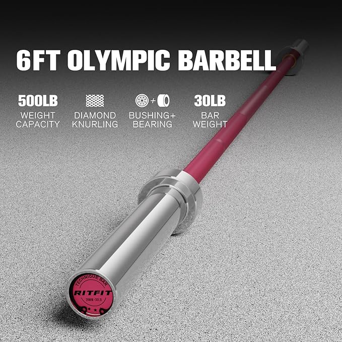 RITFIT Olympic Barbell 4ft/4.8ft/6ft - 2 Inch Weight Bar for Strength Training, Weightlifting