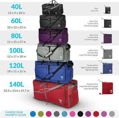 Bago Large Foldable Duffel Bags for Traveling Women & Men - 120L Packable Duffle Bag for Travel