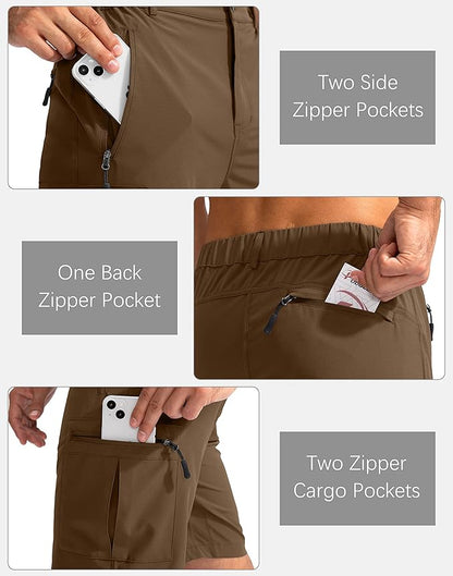 Pudolla Men's Hiking Cargo Shorts 9" Lightweight Outdoor Work Shorts for Men Travel Golf Camping