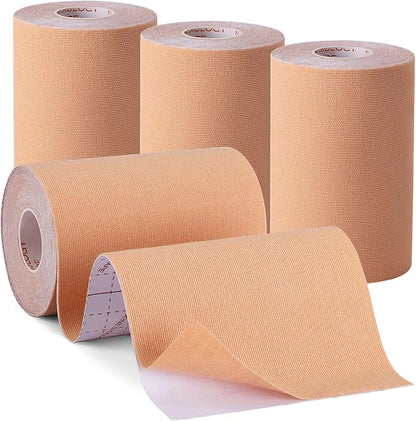 4 Rolls Kinesiology Tape, 4in x 5.5yd Extra Wide Breathable Muscle Support Adhesive Sport Tape for