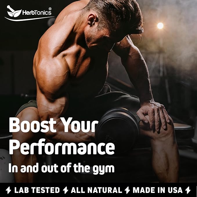 Herbtonics Testosterone Support Supplement for Men - Korean Panax Ginseng & Tribulus Terrestris