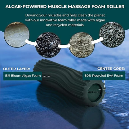 Oceanfoam Ripple Travel Foam Roller (11" x 3.35") Firm Mini Foam Roller for Physical Therapy, Deep